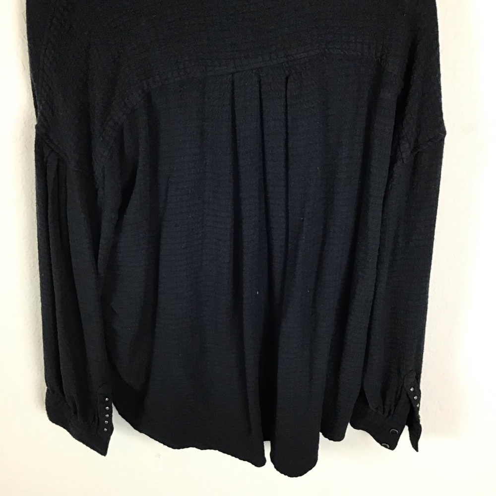 Free People Top XS We The Free Hidden Valley Button Down Oversized Black - Picture 8 of 12